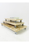 Travertine Presentation Set, Presentation Serving Set, Set of 3, Silver Ball Feet