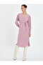 Midi Double Breasted Dress Long Sleeve Tie Detail - 3