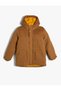 Oversize Puffer Jacket Hooded Lined Pockets Zippered Velvet Fabric Detailed