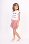 Girl's Sleeve Ruffle Heart Printed Skirt Set - 3
