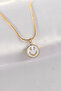 316L Steel Chain Gold Color Marble Patterned Minimal Smile Necklace
