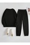 Women's Black New York Brooklyn Printed Oversized Crew Neck Sweatshirt Jogger Bottom Top Set - 2