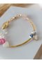 Single Blue Flower Porcelain Bead Detail & Special Design Charm Bracelet - 6