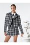 Crop Tweed Jacket Double Breasted Closure Zipper Detailed - 3