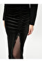 Midi Velvet Skirt Bead Detailed Slit Draped - Handmade Collection - 5