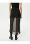 Midi Tulle Skirt with Slit and Elastic Waist - 4