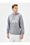 Hooded Sweat Slogan Printed Kangaroo Pocket Detailed - 3