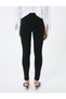 Ribbed Skinny Leg Leggings Trousers - Button Detail - 4
