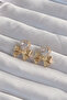 Brass Gold Color Zircon Stone Heart Model Bow Earrings