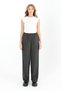 Women's Comfortable Fit Striped Elastic Waist Wide Leg Anthracite Pant 18204 - 2
