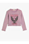T-Shirt Long Sleeve Crew Neck Camisole Eagle Print Detailed Cotton