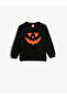 Sweatshirt Pumpkin Printed Crew Neck Long Sleeve Cotton