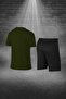 Plus Size Men's Khaki Dri-Fit Casual T-Shirt Shorts Set for Walking and Running (4Xl-10Xl) - 4