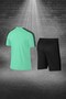 Oversized Men's Water Green Dri-Fit Short Sleeve T-Shirt with Pockets for Sports Shorts Two-Piece Set (4Xl-10Xl) - 4