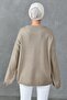 Wide Sleeve Off Shoulder Crew Neck Long Sleeve Mink Oversize Knitwear Hijab Sweater 4091 - 3