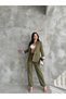 Khaki Linen Women's Summer Pants and Belt Set - 7