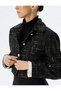 Crop Tweed Jacket Pearl Button Detail Shirt Collar - 5