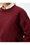 Three Thread Ribbed Crew Neck Cotton Basic Sweatshirt - 5