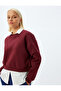 Three Thread Ribbed Crew Neck Cotton Basic Sweatshirt