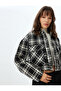 Buttoned Tweed Bomber Jacket with Flap Pocket Detail