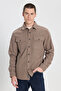 Relaxed Fit Wide Cut Brown Shirt - 2