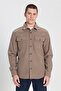 Relaxed Fit Wide Cut Brown Shirt