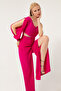 Women's Plum Single Sleeve Low-cut Evening Dress Jumpsuit - 3