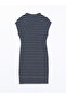 Lcw Vision White Mock Neck Striped Dress - 6