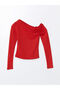 Lcw Vision Red Boat Neck Women's Blouse - 5