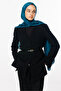 Petrol Blue Houndstooth Pattern Shiny Jacquard Shawl