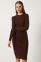 Women's Dark Brown Crew Neck Lycra Knitwear Dress MT00104 - 2