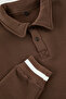 Brown Regular/Normal Cut Button Polo Neck Sweatshirt with Thick Fleece Inside Tmnaw24Sw00107 - 4