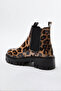 Leopard Patterned Brown Thick Flat Sole Women's Chealsea Boots Takaw25Bo00060 - 6