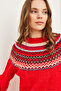 Women's Red Collar Patterned Soft Textured Knitwear Sweater Kzk- 19000846 - 2