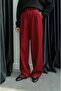 Burgundy Pleated Palazzo Trousers - 3