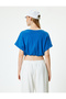 Crop T-Shirt Short Sleeve Crew Neck Cotton with Elastic Hem - 4