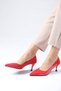 Wendy Red Color Suede and Patent Leather Women's Heeled Shoes - 7