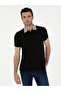 Black Slim Fit Polo Neck Mercerized T-Shirt 50284293-Vr046