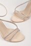 Women's Nude Satin Stone Platform High Heel Shoes - 4