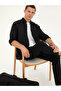 Black Slim Fit 100% Linen Shirt 50284823-Vr046 - 3