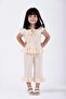 Crew Neck Short Sleeve Waffel Pacifier Frilly Double Set Ecru Color Girl's Double Set - 3