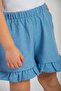 Crew Neck Zero Sleeve Ruffle Shorts White Blue Color Girls Double Set - 7