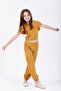 Crew Neck Paca Elasticated Mustard Color Girls' Two-Piece Set - 3