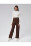 Women's Knitted Fabric Full Lycra Velcro Waist Palazzo-Brown - 2