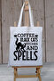 Spell Cat Coffee Thick Waterproof Cloth Tote Bag Canvas Shoulder Bag - 2
