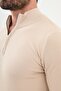 Textured Slim Fit Zippered Half Turtleneck Men's Knitwear Sweater Beige - 11516.24K - 2