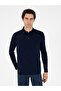 Navy Blue Regular Fit 100% Cotton Polo Neck Sweatshirt 50294327-Vr033