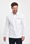 Men's Long Basic Polo Neck Plain White Sweatshirt with Pockets - 4