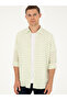 Green Linen Blended Slim Fit Long Sleeve Shirt 50247552-Vr054 - 3