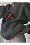 Women's Smoked V-Neck Oversize Sweatshirt - 3